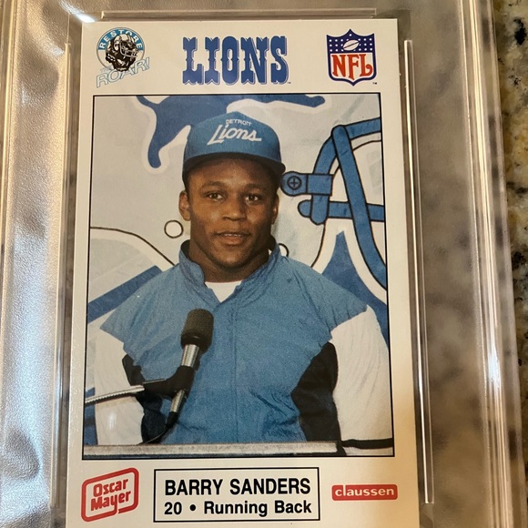 1989 Police Barry Sanders #11 Lions NFL Trading Card Oscar Mayers PSA 9 - Picture 2 of 4